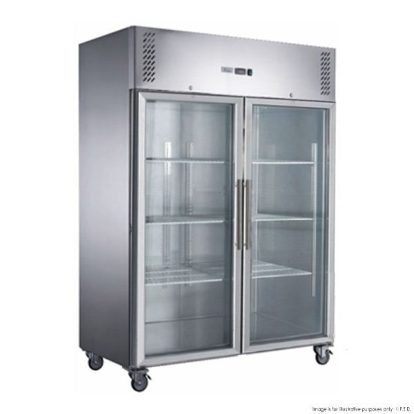 FED-X S/S Two Full Glass Door Upright Freezer - XURF1200G2V <BR> $4990 ( excl gst ) <BR> Budget Model